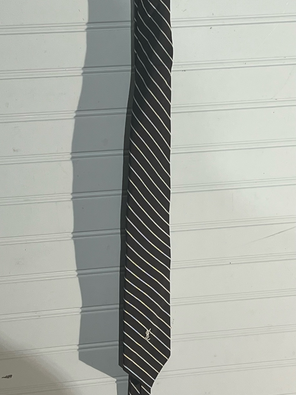 Yves Saint Laurent Vintage Brown Stripe Silk Tie Old Money Quiet Luxury Designer
